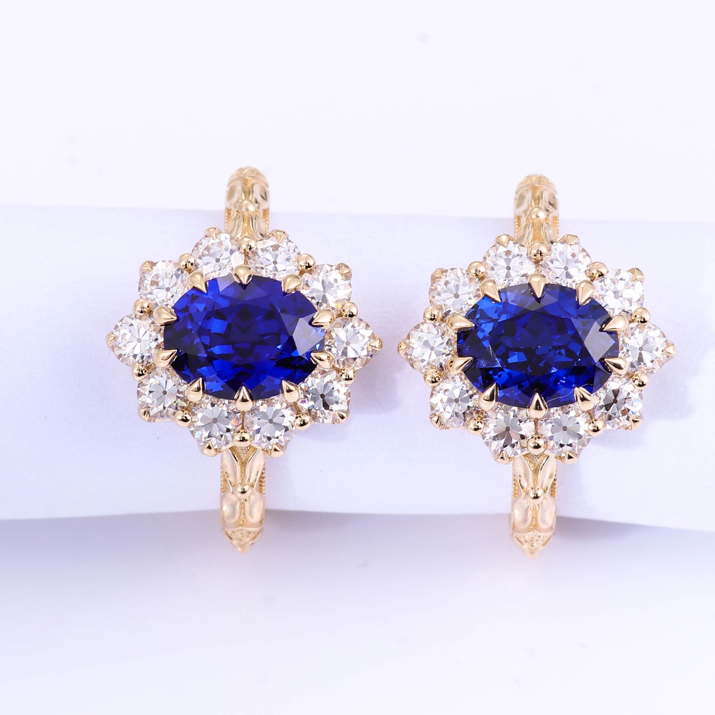 Royal Blue Sapphire and Orange Blossoms Ring